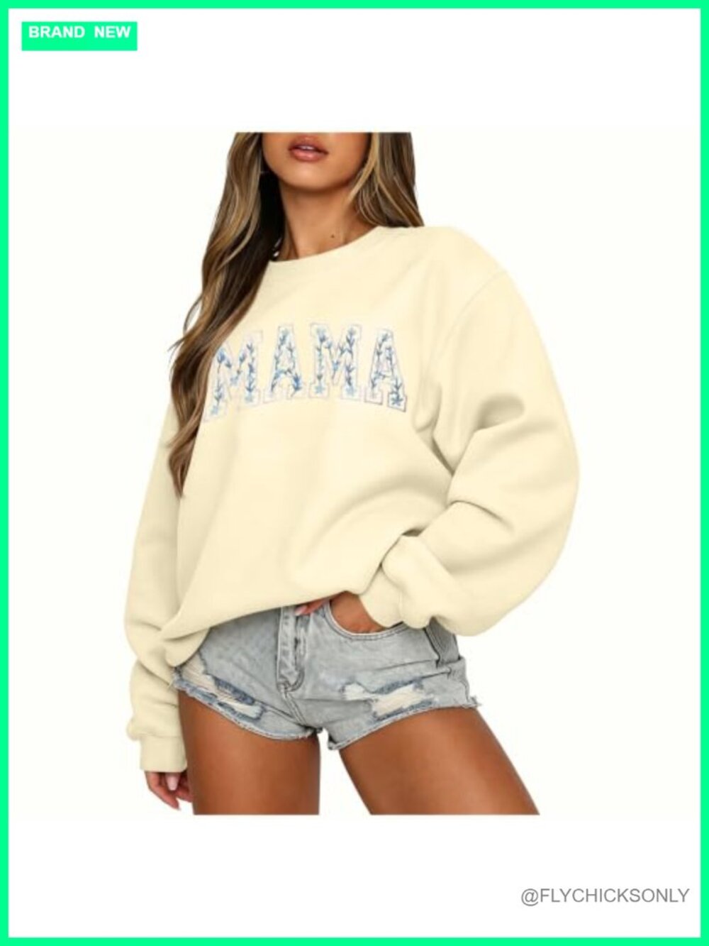 Embroidered Mama Grandma Sweatshirt Oversized Crewneck Pullover Women Casual